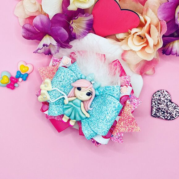 Love Doll Clay Hair Bow Clips for Girl and Baby - Picture 1 of 4